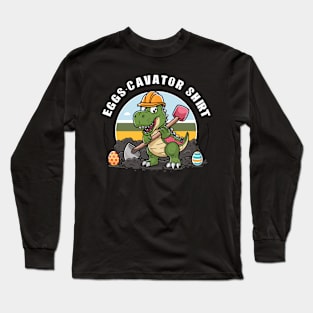 Eggscavator Shirt Dino Easter Egg Hunt Adventurer Design Long Sleeve T-Shirt